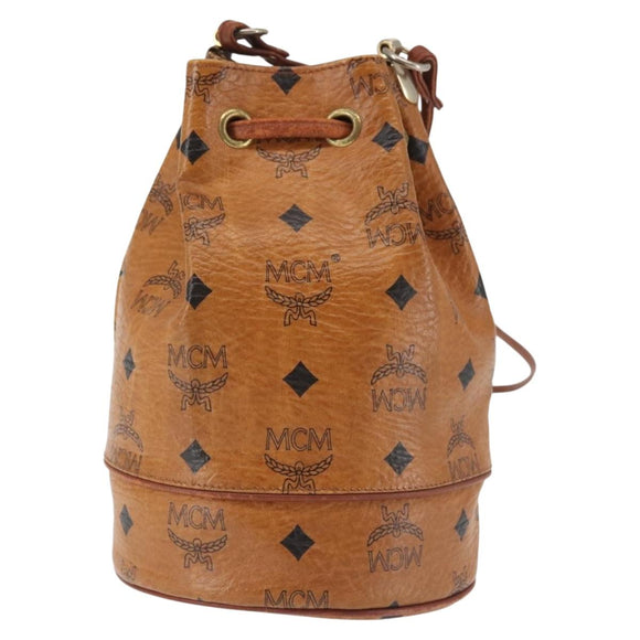 MCM Logogram Vicetos Shoulder Bag PVC Leather Brown Gold Auth BA6085