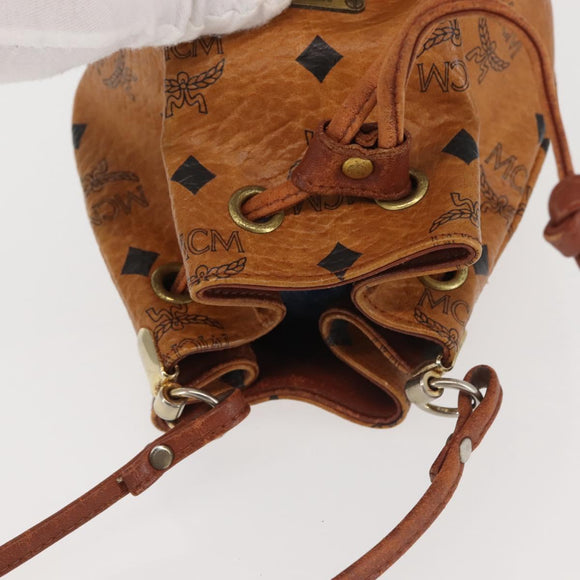 MCM Logogram Vicetos Shoulder Bag PVC Leather Brown Gold Auth BA6085