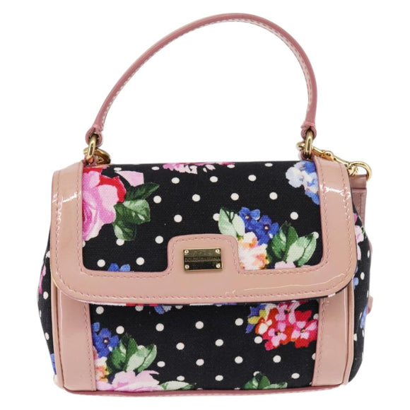 DOLCE&GABBANA Hand Bag Canvas Black Gold Auth BA6092