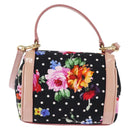 DOLCE&GABBANA Hand Bag Canvas Black Gold Auth BA6092-2