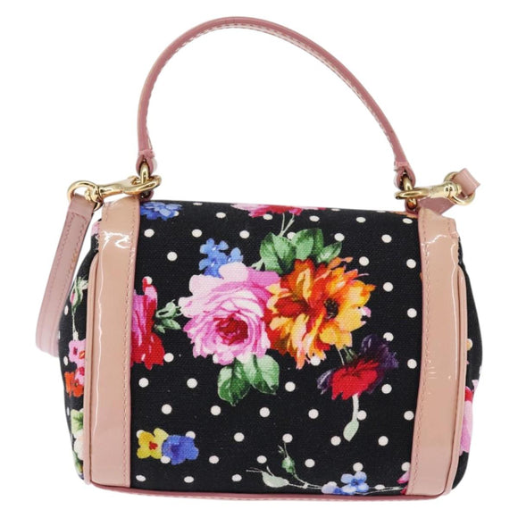 DOLCE&GABBANA Hand Bag Canvas Black Gold Auth BA6092