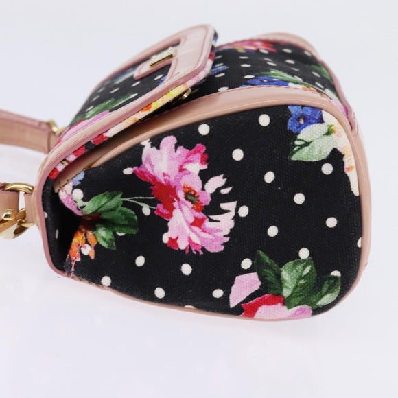 DOLCE&GABBANA Hand Bag Canvas Black Gold Auth BA6092