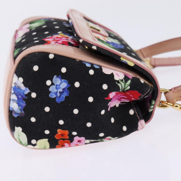 DOLCE&GABBANA Hand Bag Canvas Black Gold Auth BA6092