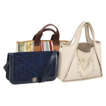 Stella MacCartney GIVENCHY BALLY Bag Canvas Suede 3Set Navy Beige Auth BA6093