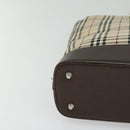 BURBERRY Nova Check Tote Bag Canvas Beige Silver Auth BA610-10