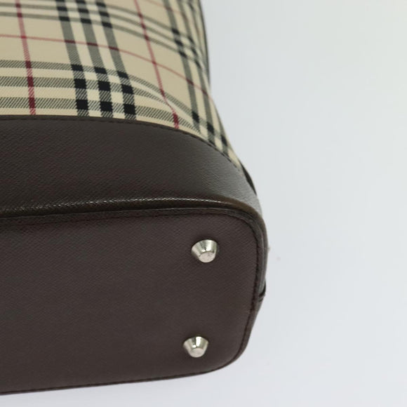 BURBERRY Nova Check Tote Bag Canvas Beige Silver Auth BA610