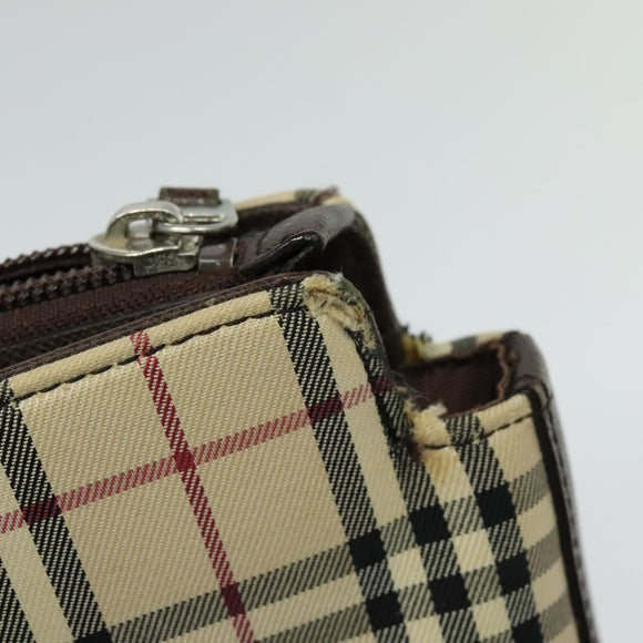 BURBERRY Nova Check Tote Bag Canvas Beige Silver Auth BA610