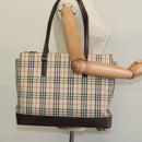 BURBERRY Nova Check Tote Bag Canvas Beige Silver Auth BA610-23