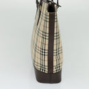 BURBERRY Nova Check Tote Bag Canvas Beige Silver Auth BA610-4