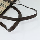 BURBERRY Nova Check Tote Bag Canvas Beige Silver Auth BA610-7