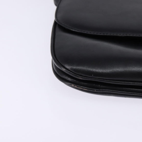 CELINE Shoulder Bag Leather Black Gold Auth BA6109