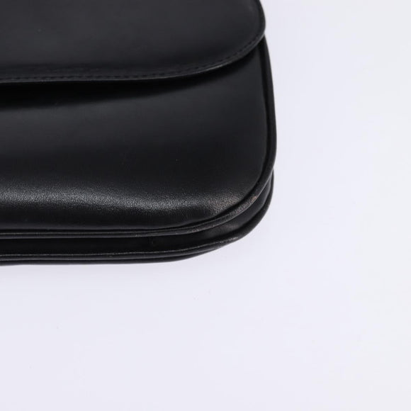 CELINE Shoulder Bag Leather Black Gold Auth BA6109