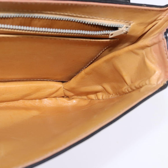 CELINE Shoulder Bag Leather Black Gold Auth BA6109