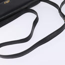 CELINE Shoulder Bag Leather Black Gold Auth BA6109-7