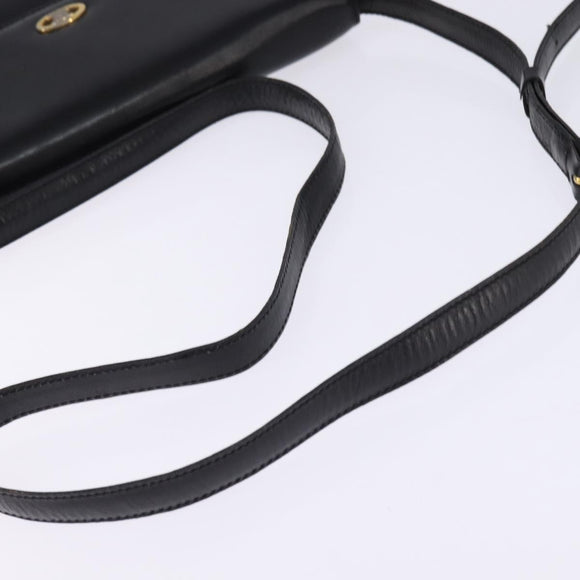 CELINE Shoulder Bag Leather Black Gold Auth BA6109