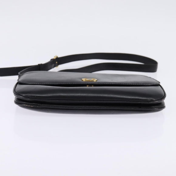 CELINE Shoulder Bag Leather Black Gold Auth BA6109