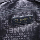 CHANEL Sac Canvas Line Choco Bar Hand Bag Canvas Navy Gold CC Auth BA6110-15