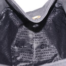 CHANEL Sac Canvas Line Choco Bar Hand Bag Canvas Navy Gold CC Auth BA6110-17