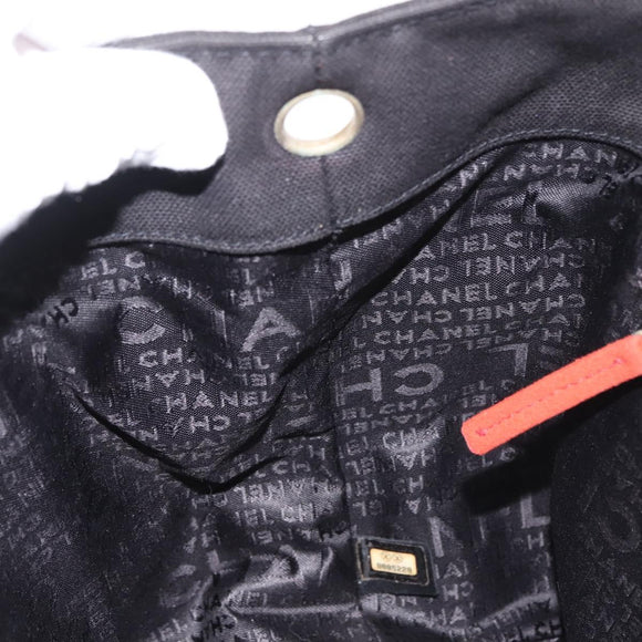 CHANEL Sac Canvas Line Choco Bar Hand Bag Canvas Navy Gold CC Auth BA6110