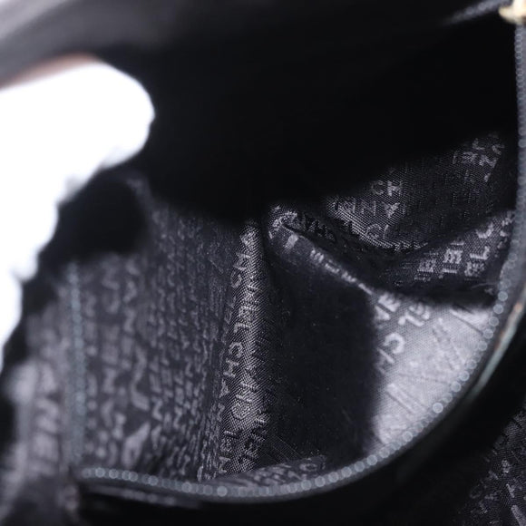 CHANEL Sac Canvas Line Choco Bar Hand Bag Canvas Navy Gold CC Auth BA6110