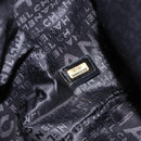 CHANEL Sac Canvas Line Choco Bar Hand Bag Canvas Navy Gold CC Auth BA6110-20