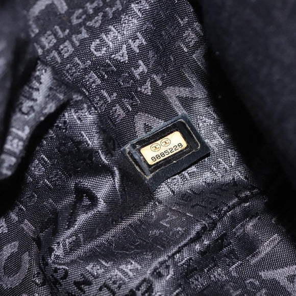 CHANEL Sac Canvas Line Choco Bar Hand Bag Canvas Navy Gold CC Auth BA6110