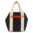 CHANEL Sac Canvas Line Choco Bar Hand Bag Canvas Navy Gold CC Auth BA6110-3