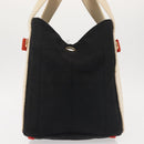 CHANEL Sac Canvas Line Choco Bar Hand Bag Canvas Navy Gold CC Auth BA6110-4