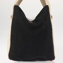 CHANEL Sac Canvas Line Choco Bar Hand Bag Canvas Navy Gold CC Auth BA6110-5