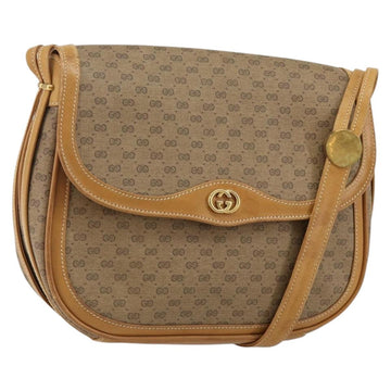 GUCCI Micro GG Supreme Shoulder Bag PVC Beige Gold Auth BA6123