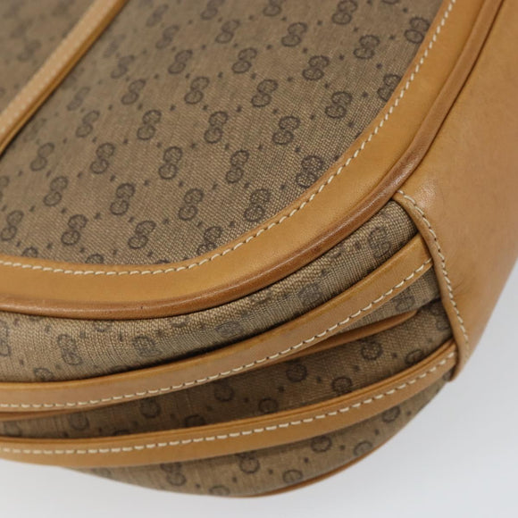 GUCCI Micro GG Supreme Shoulder Bag PVC Beige Gold Auth BA6123