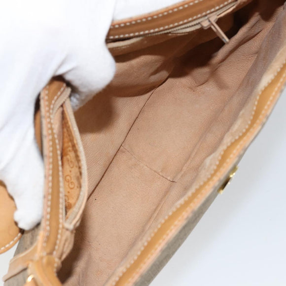 GUCCI Micro GG Supreme Shoulder Bag PVC Beige Gold Auth BA6123