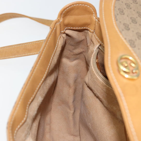 GUCCI Micro GG Supreme Shoulder Bag PVC Beige Gold Auth BA6123