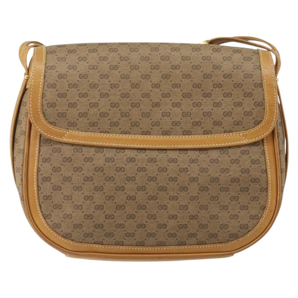 GUCCI Micro GG Supreme Shoulder Bag PVC Beige Gold Auth BA6123