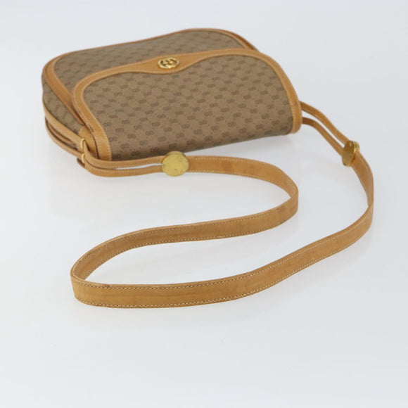 GUCCI Micro GG Supreme Shoulder Bag PVC Beige Gold Auth BA6123