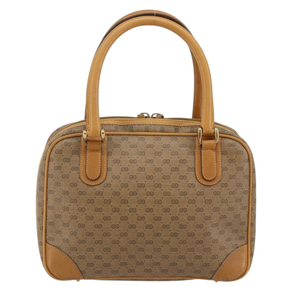 GUCCI Micro GG Supreme Hand Bag PVC Beige Gold 000 94 0030 Auth BA6124