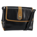 CELINE Shoulder Bag Leather Black Gold Auth BA6127-1