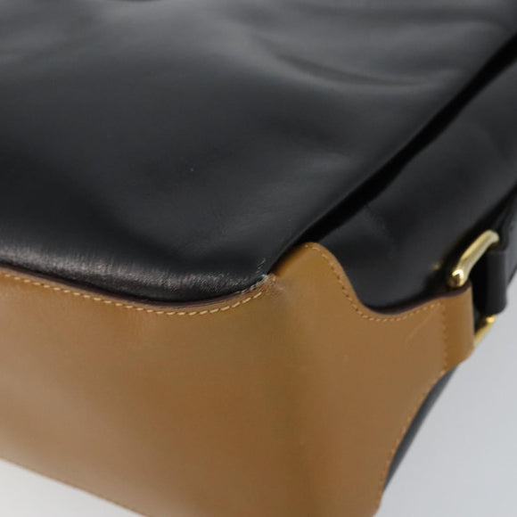 CELINE Shoulder Bag Leather Black Gold Auth BA6127