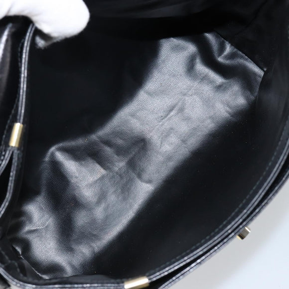 CELINE Shoulder Bag Leather Black Gold Auth BA6127