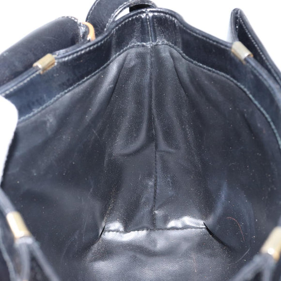 CELINE Shoulder Bag Leather Black Gold Auth BA6127