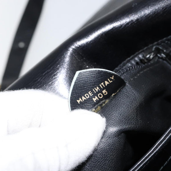 CELINE Shoulder Bag Leather Black Gold Auth BA6127