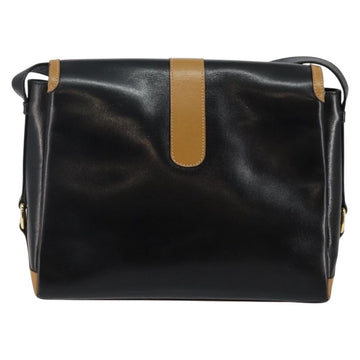 CELINE Shoulder Bag Leather Black Gold Auth BA6127 - 0