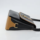 CELINE Shoulder Bag Leather Black Gold Auth BA6127-3