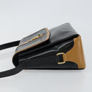 CELINE Shoulder Bag Leather Black Gold Auth BA6127-4
