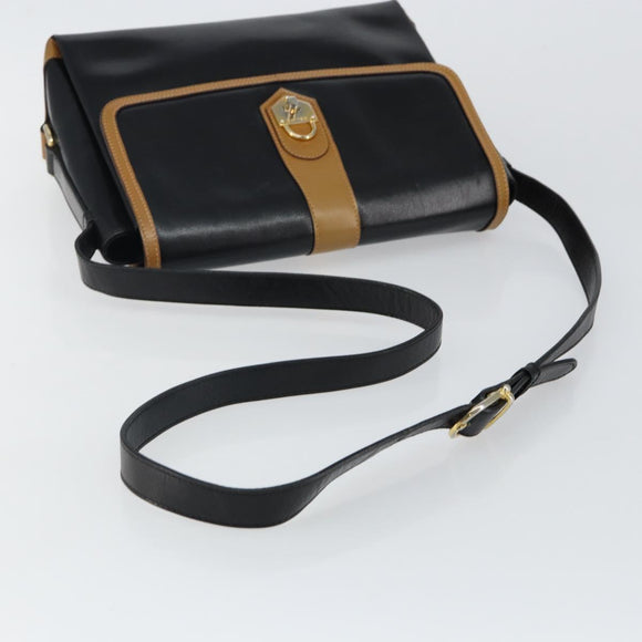 CELINE Shoulder Bag Leather Black Gold Auth BA6127