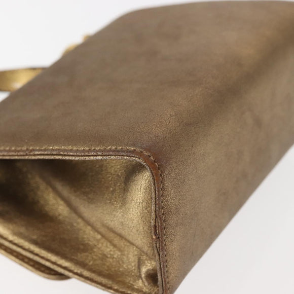 Salvatore Ferragamo Gancini Shoulder Bag Leather Gold Auth BA6129