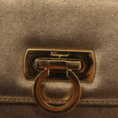Salvatore Ferragamo Gancini Shoulder Bag Leather Gold Auth BA6129-15