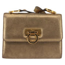 Salvatore Ferragamo Gancini Shoulder Bag Leather Gold Auth BA6129-2