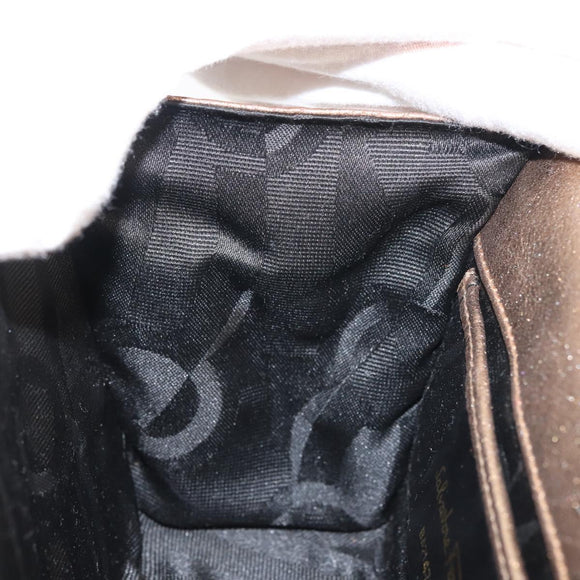 Salvatore Ferragamo Gancini Shoulder Bag Leather Gold Auth BA6129