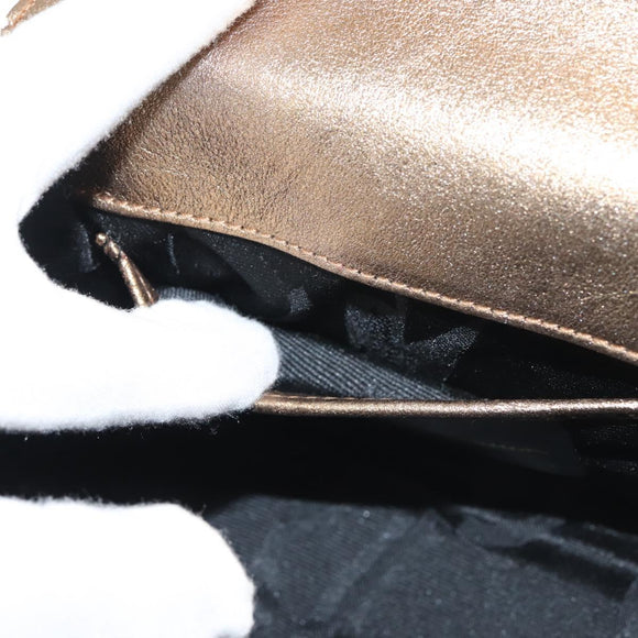 Salvatore Ferragamo Gancini Shoulder Bag Leather Gold Auth BA6129